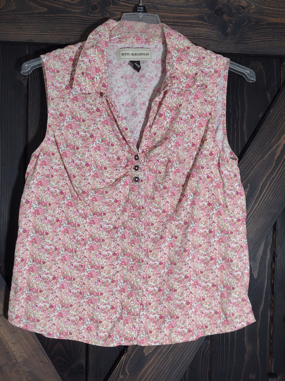 Bit & Bridle Pink Floral Sleeveless Tank